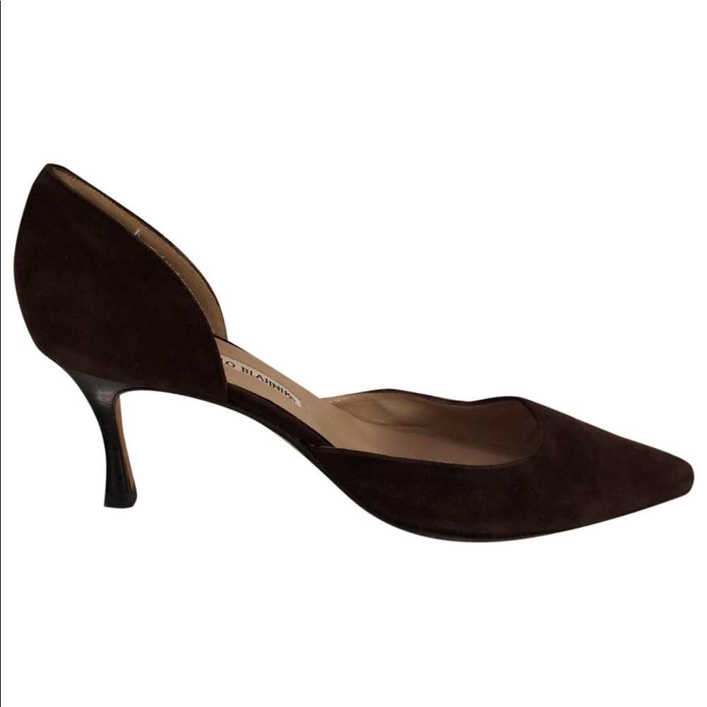 Manolo Blahnik Brown Suede Heels